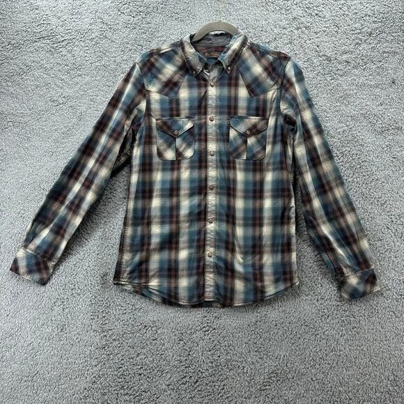 Ben Sherman Men's Small Plaid Long Sleeve Snaps Shirt‎ Western Rodeo Country - Picture 1 of 9
